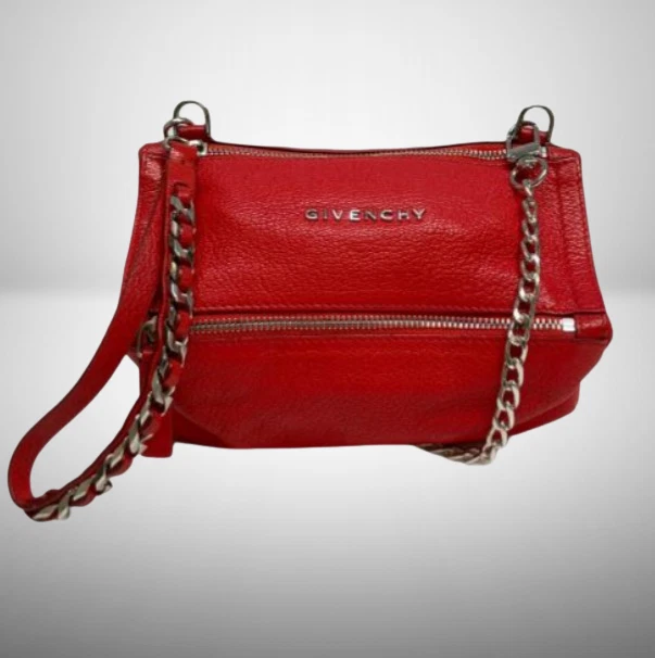 Givenchy — Givenchy Pandora Chain Shoulder Bag Red Hand Strap Logo Hardware Authentic