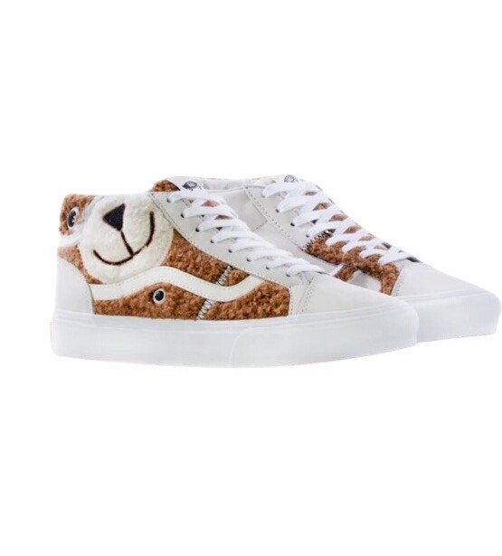 Vans Men Size 5.5 Women 7 Mid Zoo Skool Vault Unstuffed Animal Bear Marshmallow