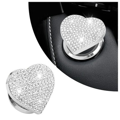 Bling Push Start Button Cover with Rhinestone,Heart Push to Start Button Cover