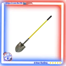 36.5 in. Fiberglass Handle Round Point Steel Shovel Heavy Duty with Cushion Grip