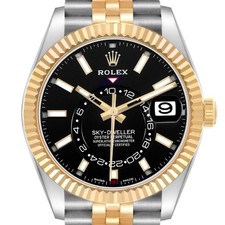 Rolex Sky Dweller Steel Yellow Gold Black Dial Mens Watch 326933