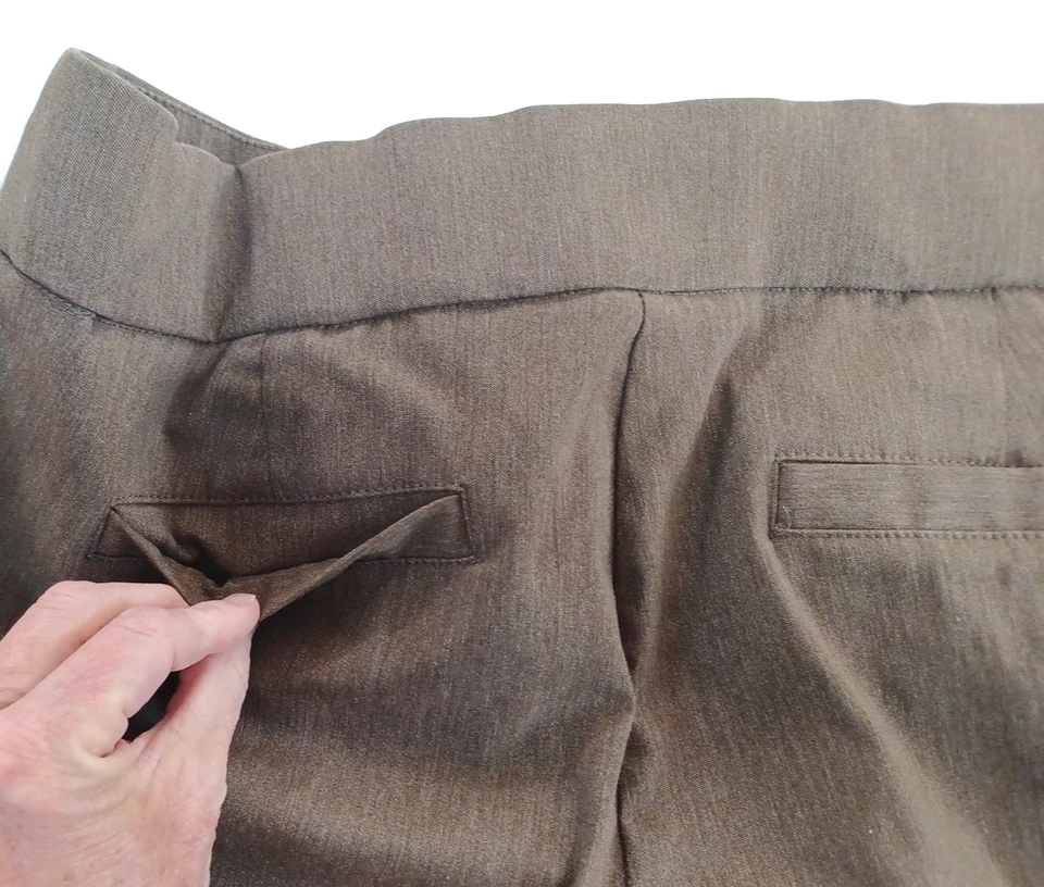 Pantalones para mujer Studio Works marrón pequeño talla 12P elásticos rectos oficina Foto 4 de 4