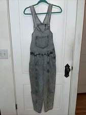 GITANO Express Bib Overalls VTG Acid Wash High Rise Denim Jeans Womens L