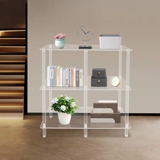 3-Tier Acrylic Table Small Entryway Table W/Open Shelves Clear Entry Table