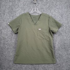 Figs Technical Collection Catarina Scrub Top Womens S Olive Green V Neck Knit