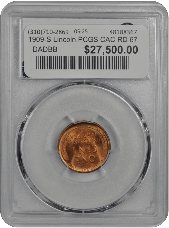 1909-S Lincoln PCGS CAC RD 67  - Image 2 of 4