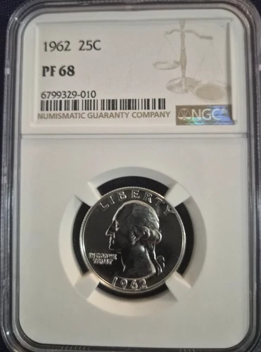 1962-P  Washington Quarter, Philadelphia Mint PF68 NGC Graded-BLAZER!!