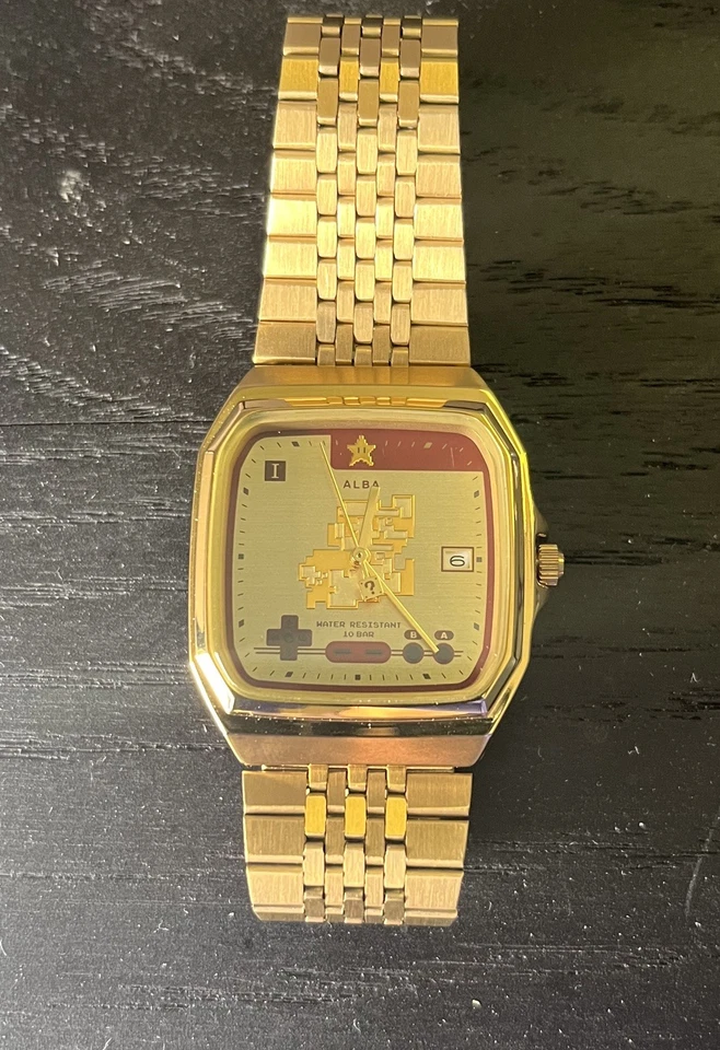 Reloj de Cuarzo SEIKO ALBA ACCK711 Mario Limited Dorado 10ATM Modelo Japón Usado Foto 3 de 4