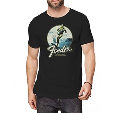 Image of Fender Surfer Unisex Cotton Short Sleeves Tee Shirt Black