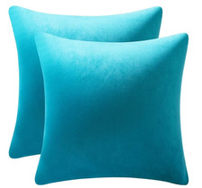 Turquoise Velvet Throw Pillow Covers 2 Pack of Luxurious 22X22 Inch Cushion Case