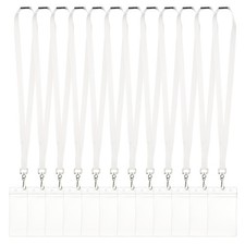 12Pack Lanyards for ID Badges, Lanyards for Keys, White
