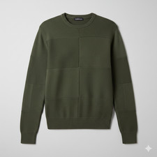 Consensus Mens XL Olive Green Cotton Sweater Patchwork Knit Grandpacore 90s Vtg