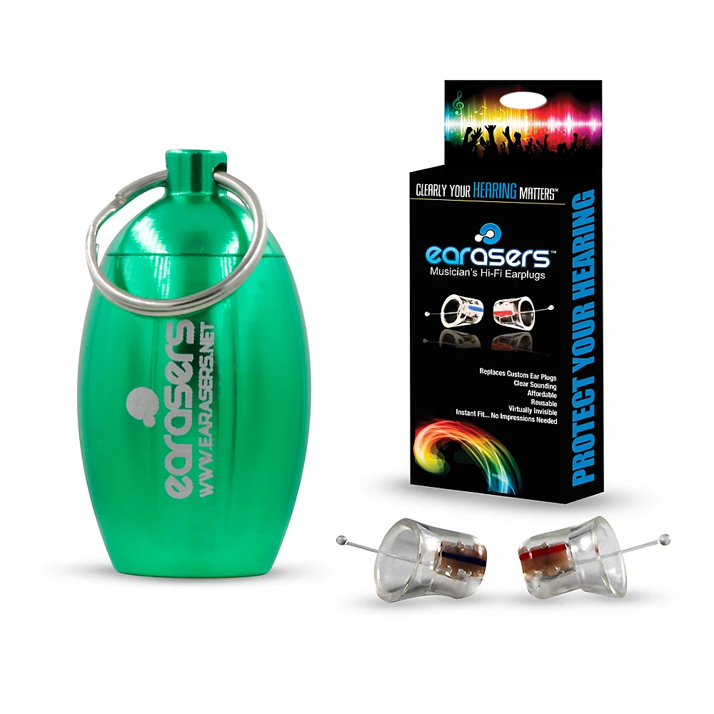 Earasers Small Musicians Plugs and Carrying Case Bundle Green 7390₽