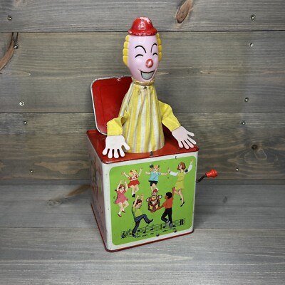 Vintage Hasbro 1970 Clown Wind Up Pop Up Romper Room Jack in the Box READ