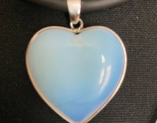 Jewelry set blue opal necklace heart pendent & earring Jewelry set for women US - Picture 7 of 9