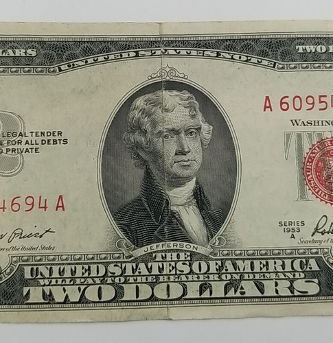 3 Note Lot $1 (1957B Silver Cert) $2 (1953A Red Seal) $5 (1953 Silver Cert)#803 - Picture 10 of 20