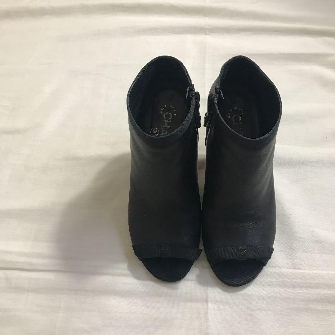 Chanel Vintage Short Boots Black With Zipper Size 36 US