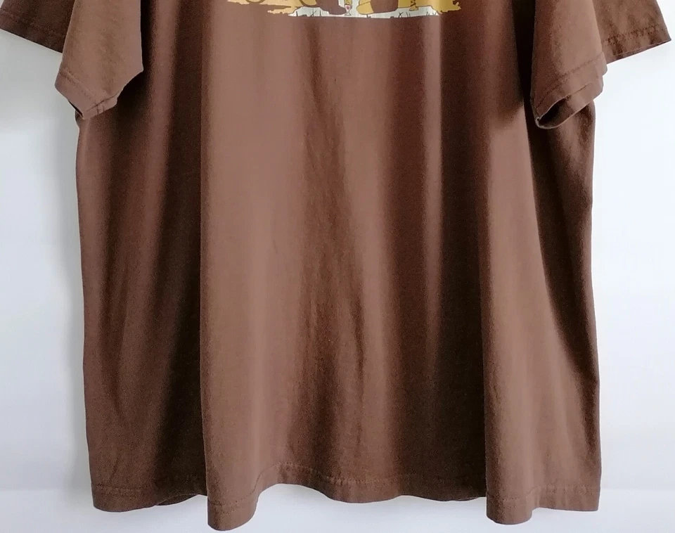Camiseta deportiva vintage sin hilo para hombre marrón manga corta gráfica 2XL hecha en EE. UU. Foto 4 de 4