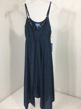 VERA WANG WOMEN'S ASYMETRICAL HEM SWING DRESS NAVY MARL XS NWT $68