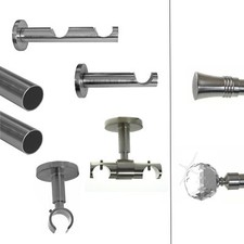 BASIT Gardinenstange Edelstahl Look Metall modern dm 20mm  wählbar auch Kristall