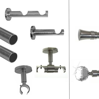 BASIT Gardinenstange Edelstahl Look Metall modern dm 20mm  wählbar auch Kristall