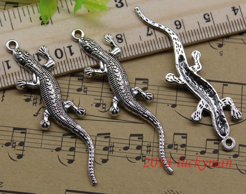 Lot 5/20/60pcs retro Jewelry Making DIY lizard alloy charms pendant 56x15mm - Picture 4 of 5