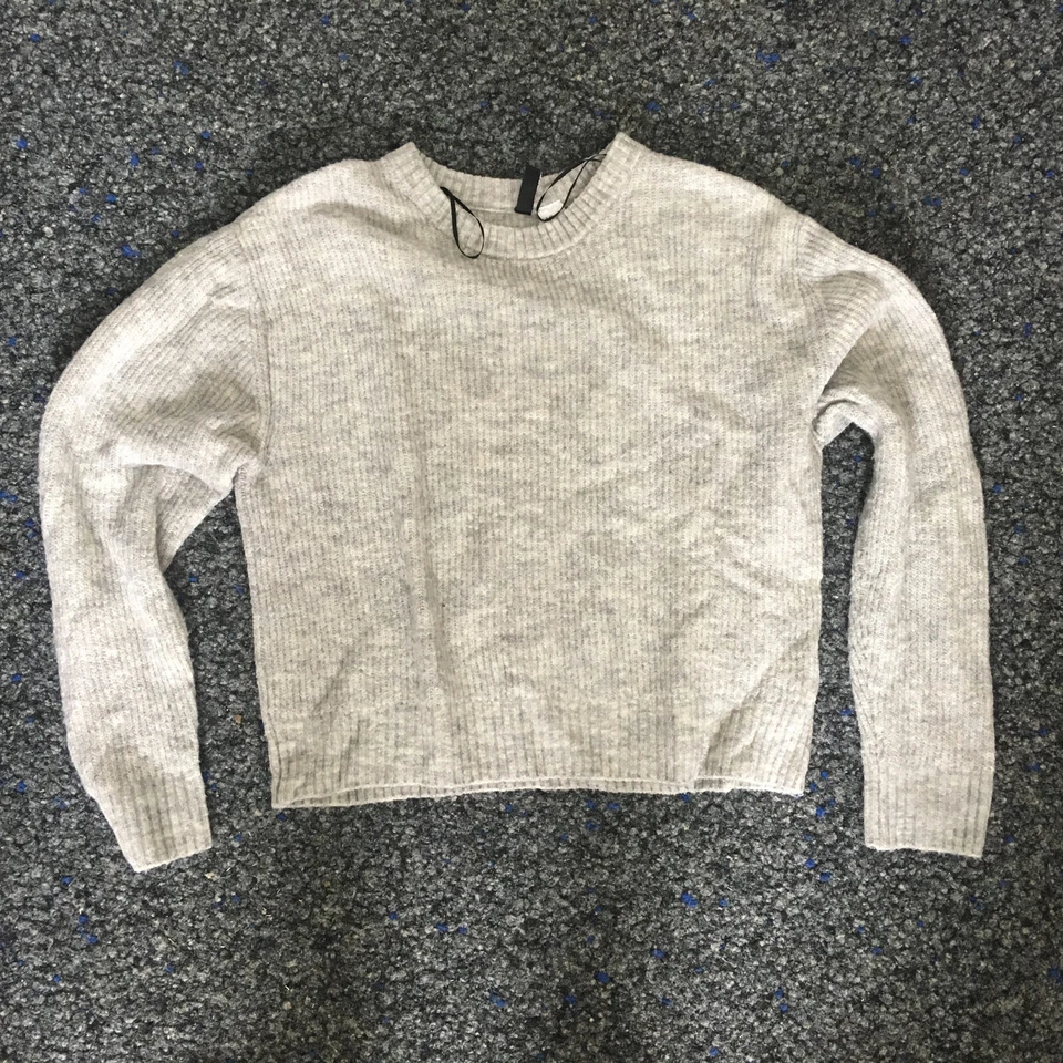 H&M grauer Pullover Mädchen Größe XS Acryl Polyamid Polyester Elasthan - Bild 1 von 4
