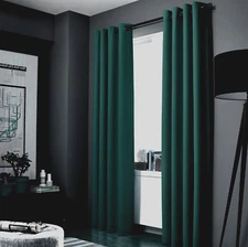 1 HUNTER GREEN PANEL ROOM DARKENING 99% BLACKOUT GROMMET WINDOW CURTAIN K34 108"