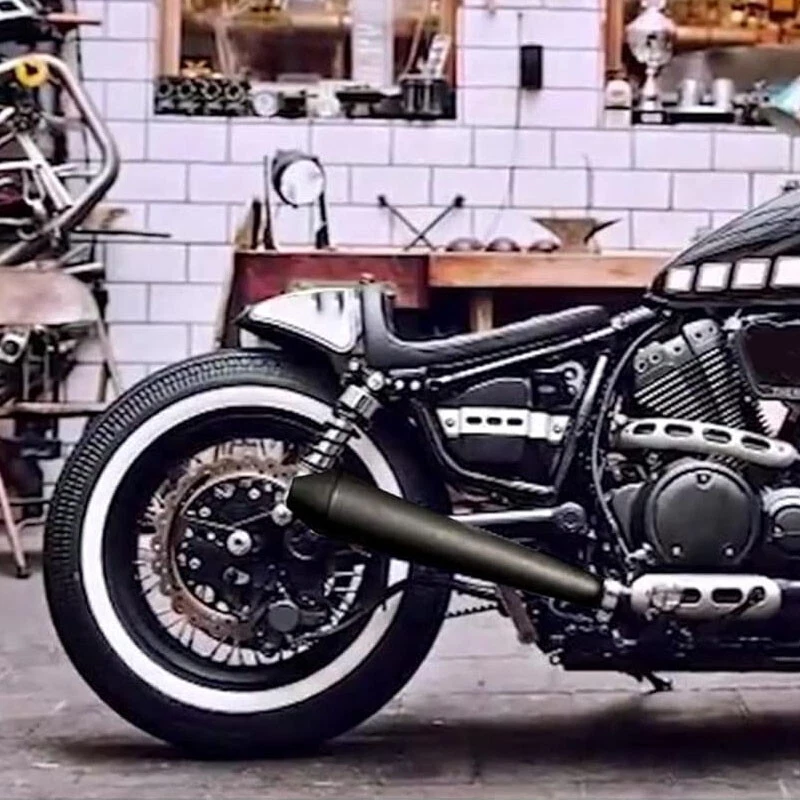 2x Silenciador de tubo de escape universal de 17,5" para motocicleta moto apto para café/corredor Foto 4 de 4