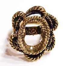6 -18x13mm Antique Gold  Victorian Twisted Rope Floral  Adjustable Ring Setting