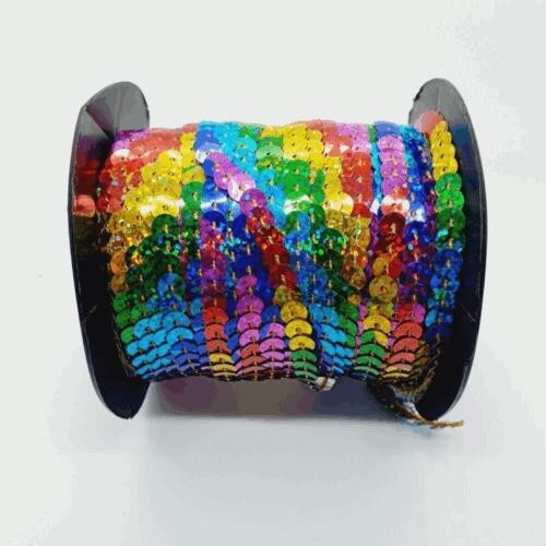 2m string 6mm hologram Rainbow glitter sequin dressmaking trim trimming - Picture 1 of 1