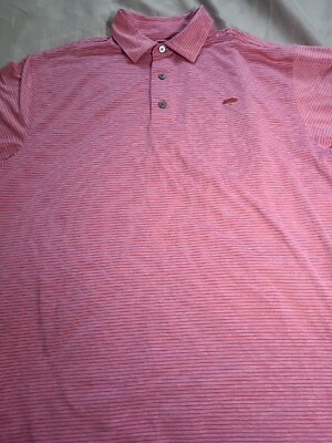 FootJoy shirt Mens Large Pink Blue Striped Golf Preformance Top Collared Preppy