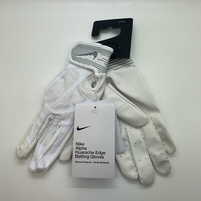 Nike Alpha Huarache Edge Batting Baseball Gloves WHITE Size