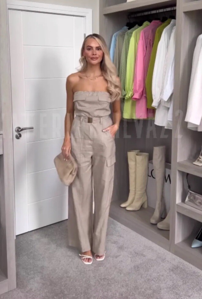 ZARA NEW WOMAN SS23 LINEN BLEND CARGO JUMPSUIT 7695/939 SZ M