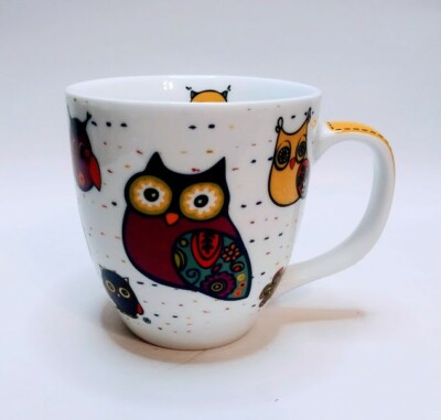 Colorful Owl Ceramic Mug by Konitz Germany 