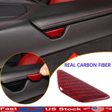 Red Real Carbon Fiber Armrest Box Switch Button Cover For Corvette C8 2020-2025
