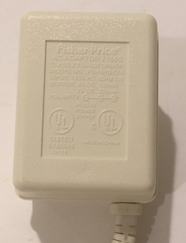 Fisher-Price 71566 Model PB-0910-DUL 9V 5W AC Adapter Power Supply Charger - Picture 2 of 2