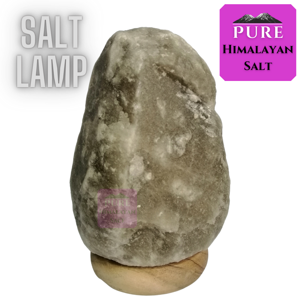Himalayan Rock Salt Lamp Grey Rare Crystal Natural Healing Stone Warm