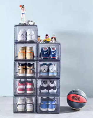 10 Pack Acrylic Shoe Display Case Transparent Sneaker Storage Boxes Clear Pla...