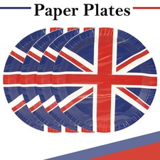 Paper Plates Union Jack Flag Design Dishes 9" for Parties Home Office Catering