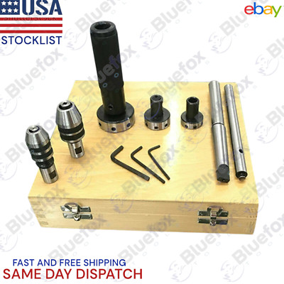 Lathe Tailstock Tap & Die Holder Kit MT1 Shank Threading Tapping Set Wooden Box