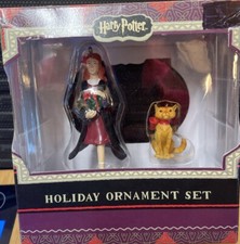 HARRY POTTER MINIATURE HERMIONE & CROOKSHANKS HER CAT CHRISTMAS ORNAMENT