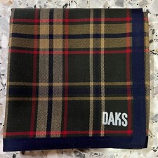 MAN HANDKERCHIEF GREEN BEIGE BLUE CLASSIC COTTON PLAID POCKET ART SQUARE 18" D1