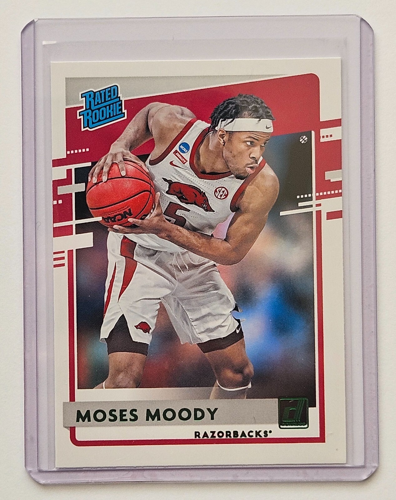 Moses Moody 2021 Panini Chronicles GREEN Rated Rookie Razorbacks RC