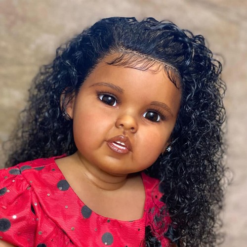 Muñeca Reborn Acabada Piel Negra 30 pulgadas Niña Pequeña Paño de Pelo Negro Cuerpo Niño Regalo - Imagen 3 de 6