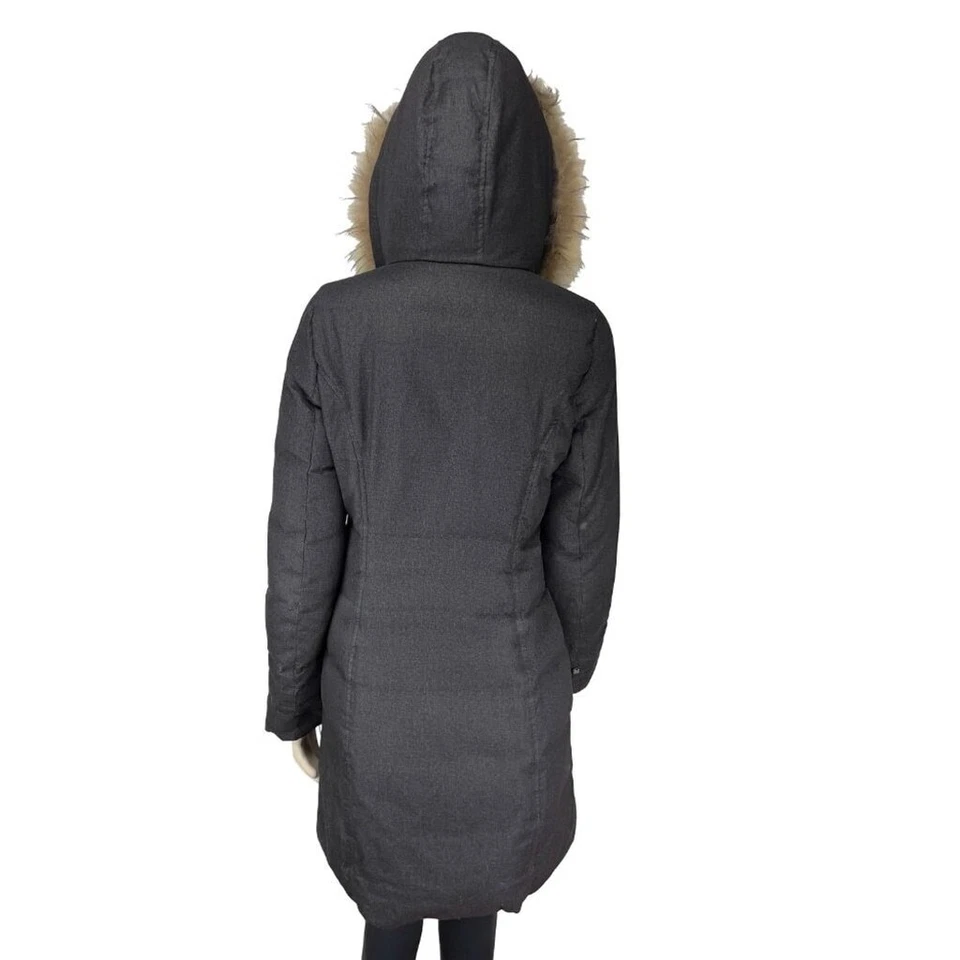 Abrigo de invierno SOIA & KYO plumón súper cálido de piel con capucha de longitud media gris talla pequeña Foto 3 de 4