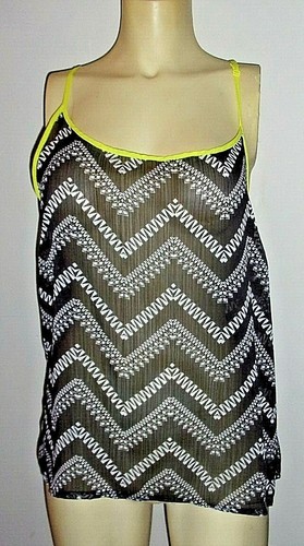 Haut Bongo Sans Manches – Noir Imprimé Palmier Fluo – Taille L – Femme