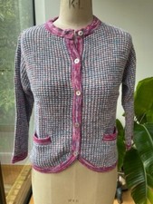 stunning LILY ELLA ladies size Medium cotton knitted mixed end BERRY cardigan