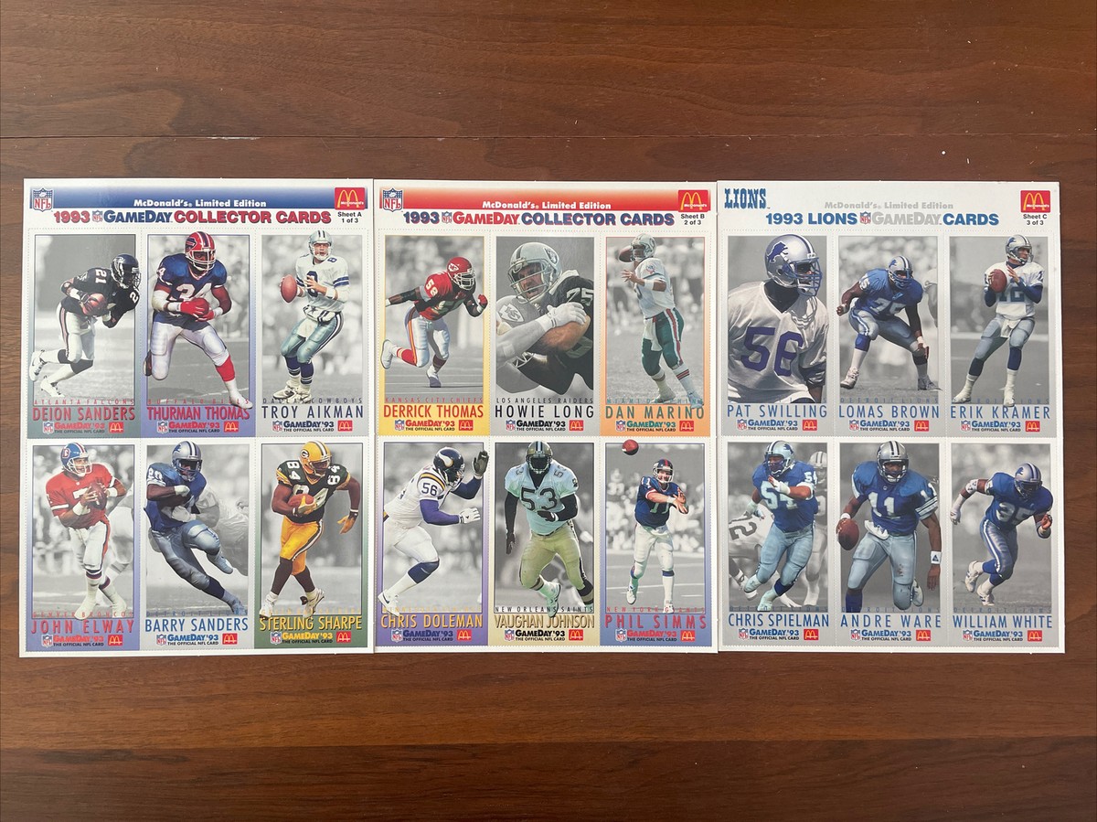 mcdonald's limited edition 1993 gameday collector cards Amazon.com : McDonald's Limited Edition Game Day Collectors Cards 1993-3 Sheet Set, Uncut. : Sports & Outdoors