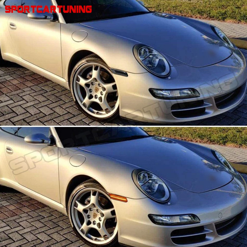 Sequential Smoked LED Side Marker Lights For Porsche 911 997 987 Cayman Boxster Foto 3 de 4